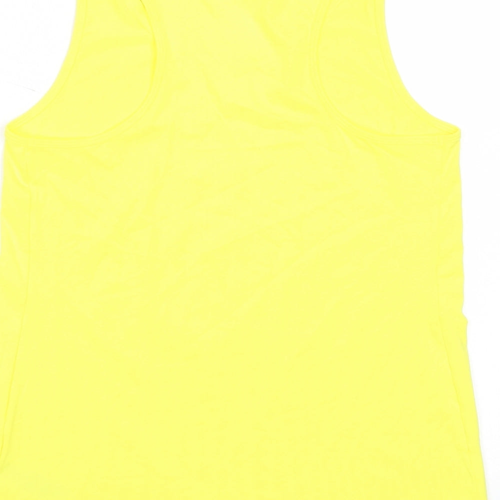 GOODMOVE Womens Yellow Polyester Basic Tank Size 8 Crew Neck Pullover