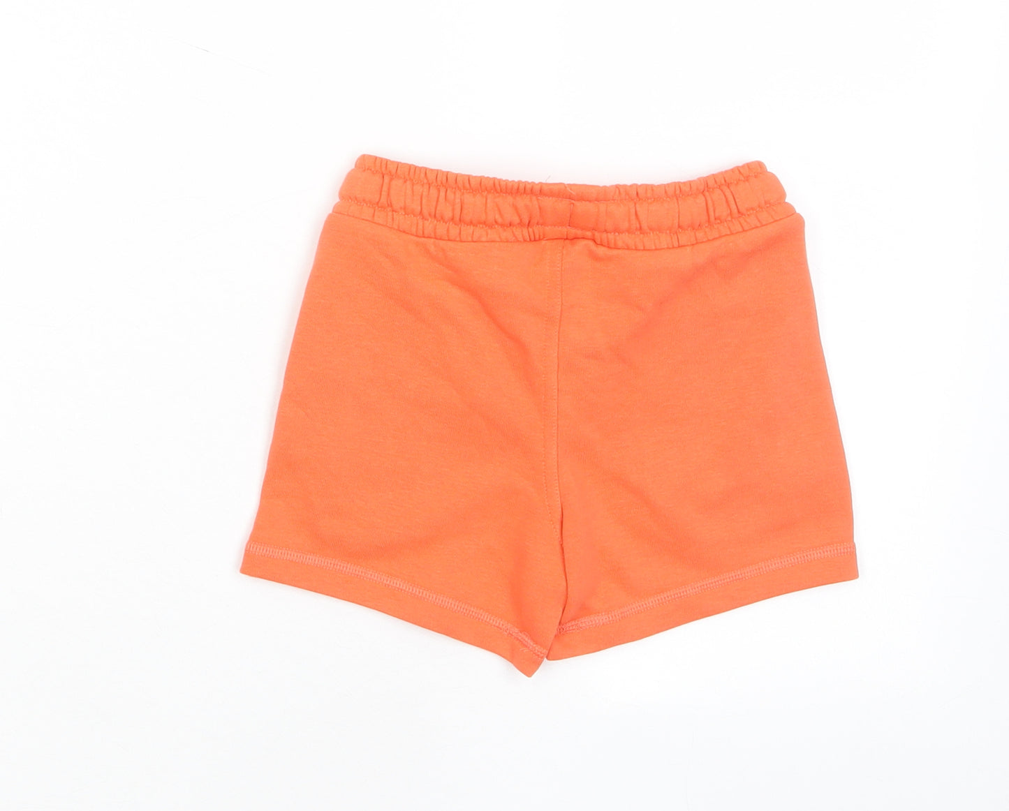 Marks and Spencer Boys Orange Cotton Sweat Shorts Size 2-3 Years Regular Drawstring - Pockets