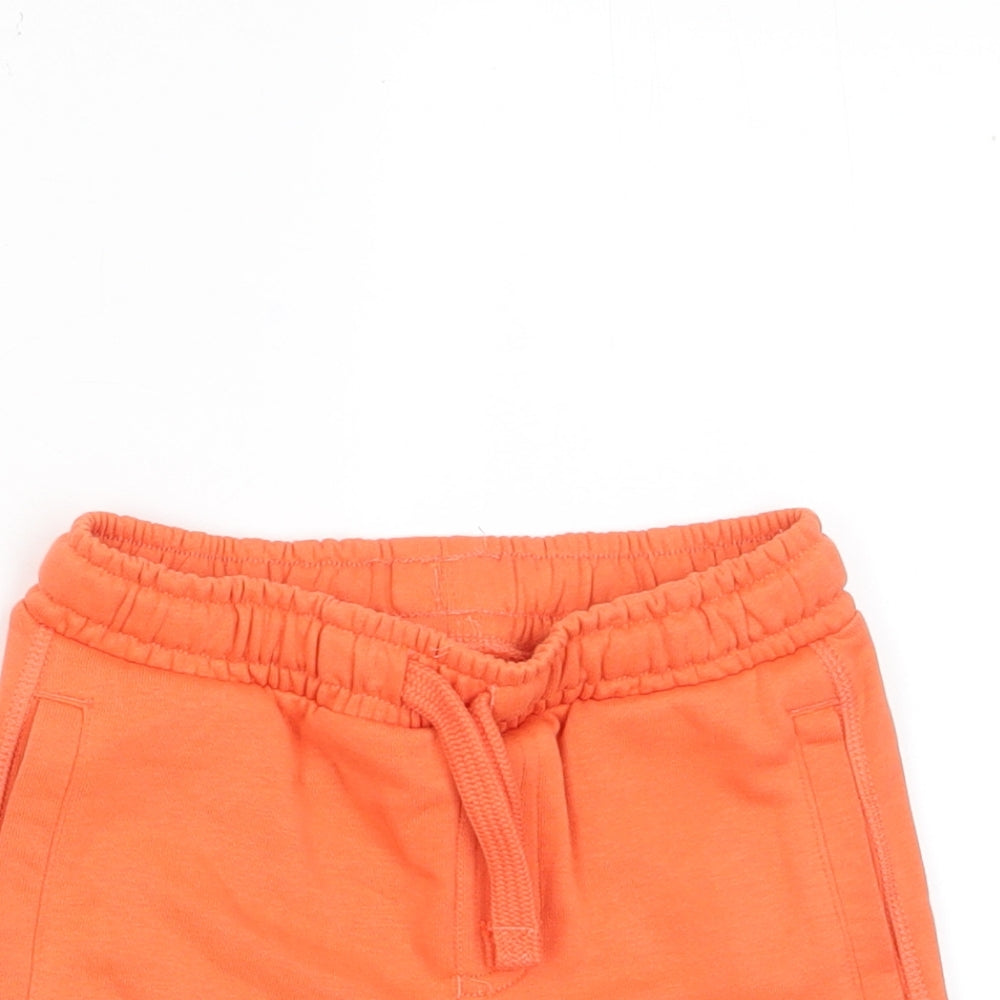 Marks and Spencer Boys Orange Cotton Sweat Shorts Size 2-3 Years Regular Drawstring - Pockets