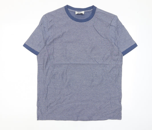 Marks and Spencer Mens Blue Cotton T-Shirt Size L Crew Neck