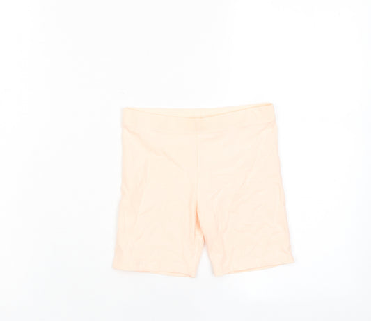 Marks and Spencer Girls Beige Cotton Biker Shorts Size 6-7 Years Regular