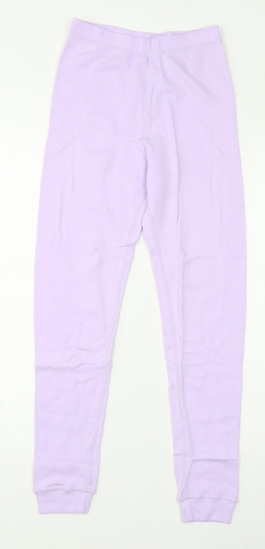 Marks and Spencer Girls Purple Cotton Capri Trousers Size 11-12 Years L26 in Regular Pullover