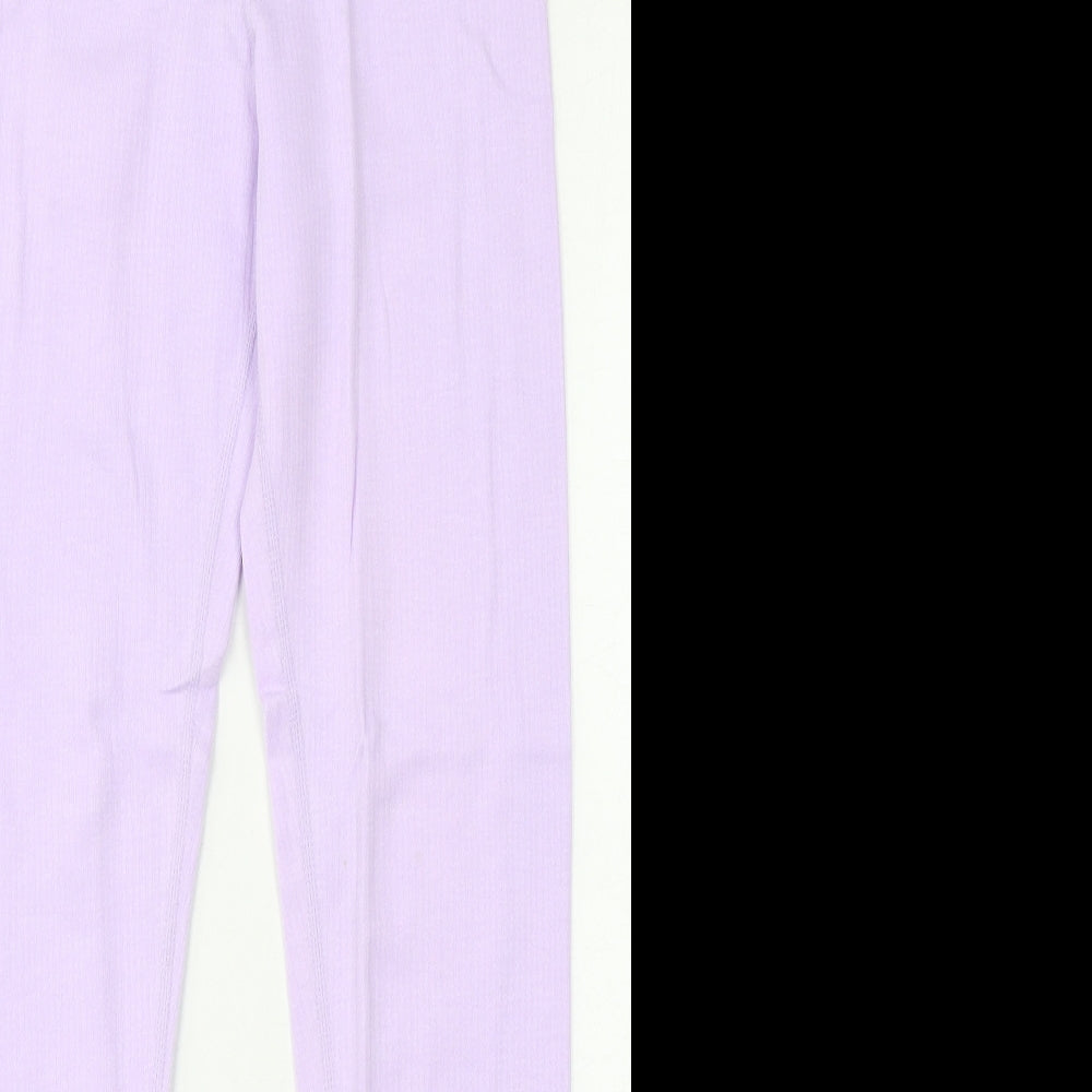 Marks and Spencer Girls Purple Cotton Capri Trousers Size 11-12 Years L26 in Regular Pullover