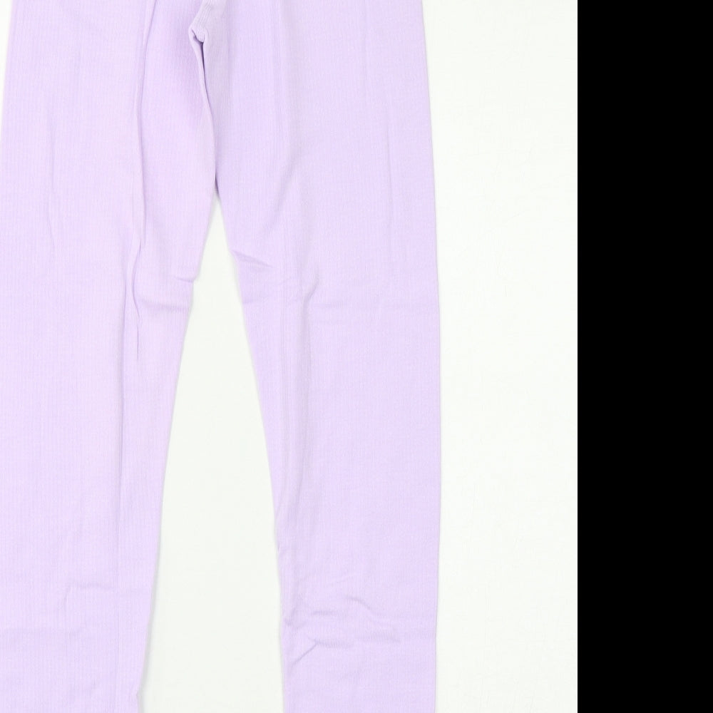 Marks and Spencer Girls Purple Cotton Capri Trousers Size 11-12 Years L26 in Regular Pullover