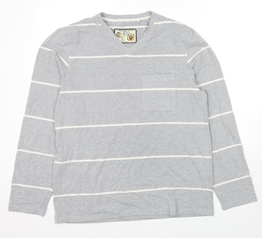 Shilton Passport Mens Grey Striped Polyester Pullover Sweatshirt Size M