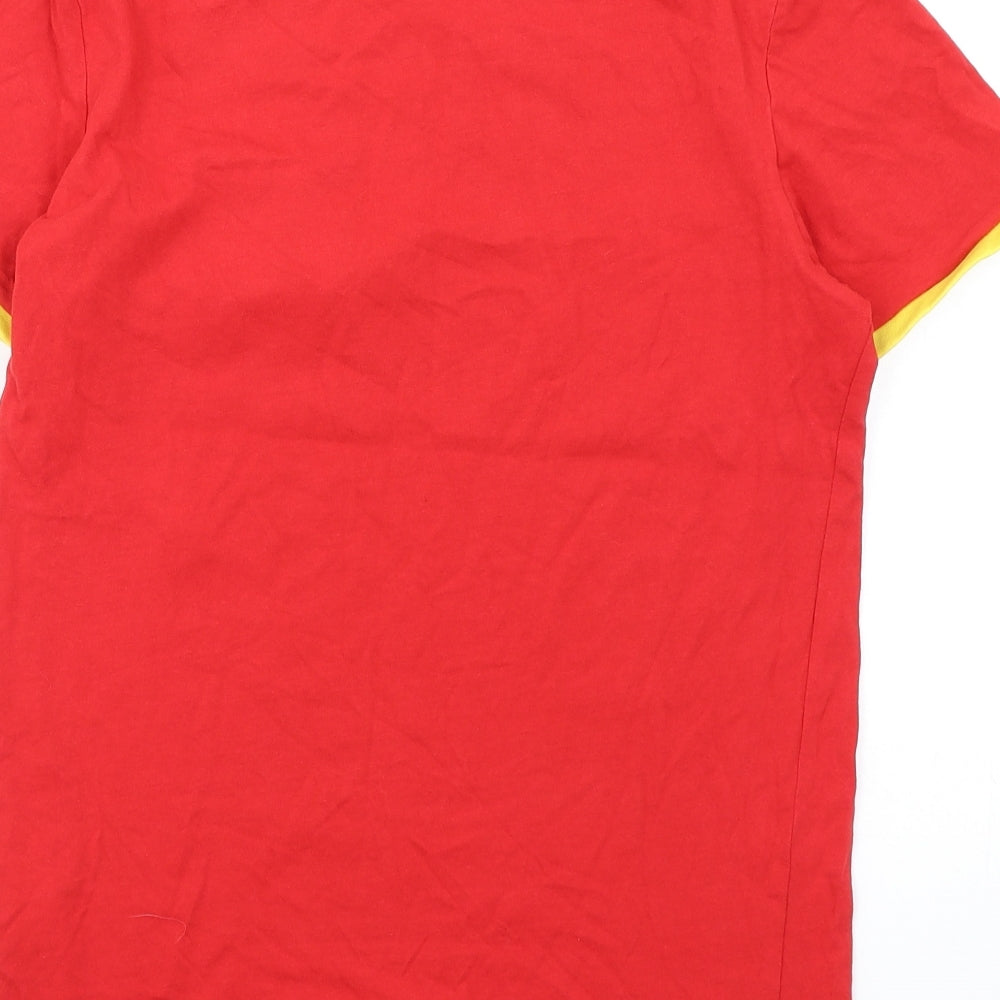 Spain Mens Red Cotton T-Shirt Size S Round Neck