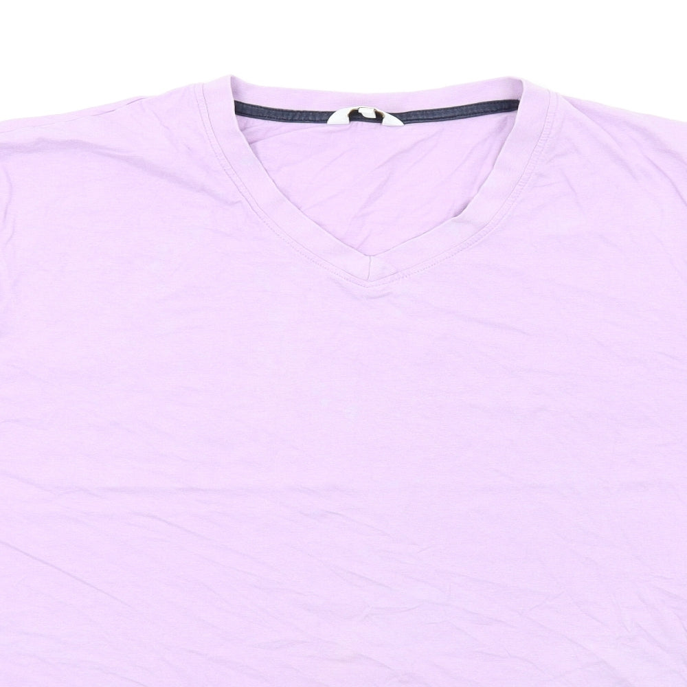 Cotton Traders Mens Purple Cotton T-Shirt Size 2XL V-Neck