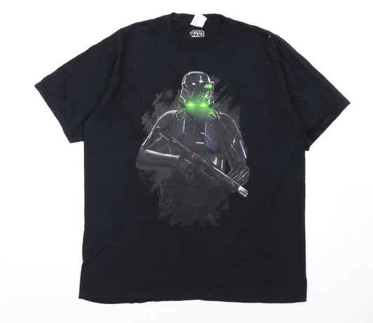 Star Wars Mens Black Cotton T-Shirt Size XL Round Neck