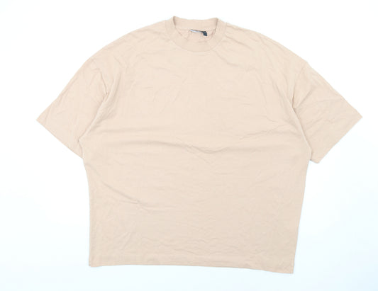 ASOS Mens Beige Cotton T-Shirt Size M Round Neck