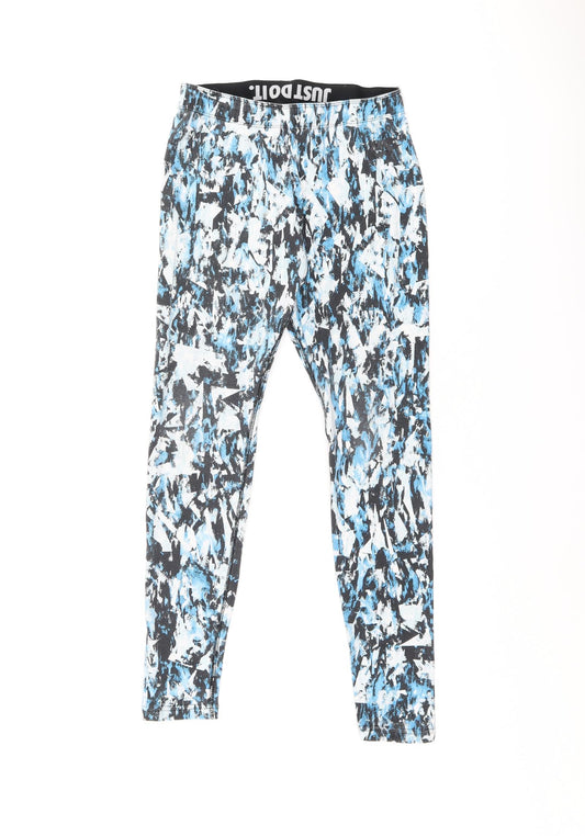 Nike Womens Blue Geometric Cotton Pedal Pusher Leggings Size S L27 in Regular Pullover - Just Do It