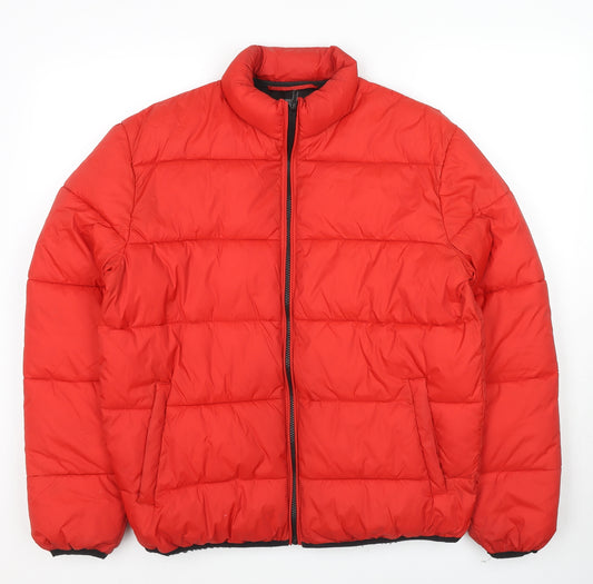 ASOS Mens Red Puffer Jacket Jacket Size M Zip