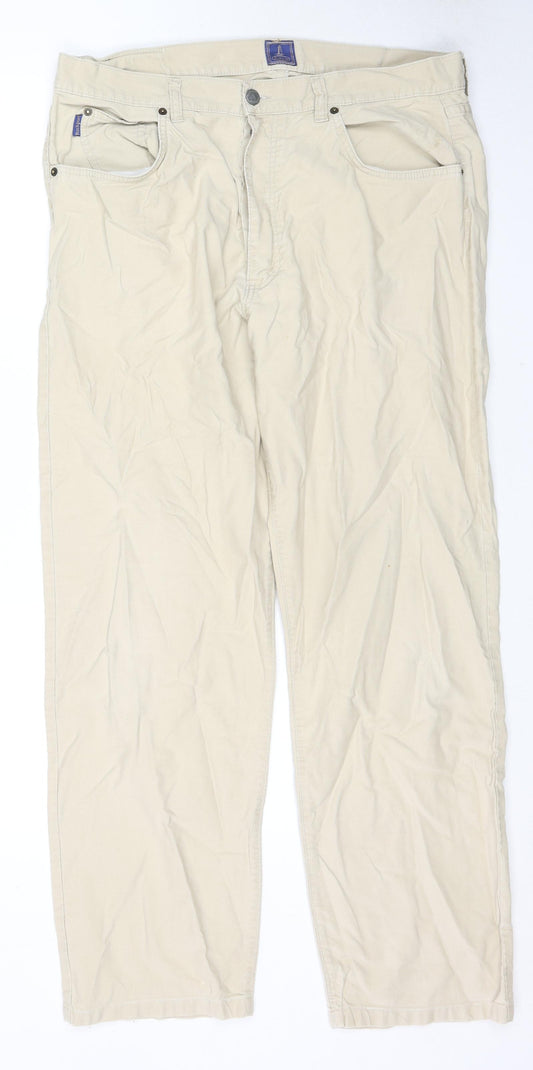 Rockport Mens Beige Cotton Trousers Size 38 in L38 in Regular Zip