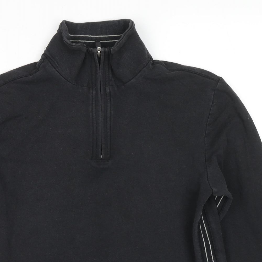 NEXT Mens Black Cotton Henley Sweatshirt Size M