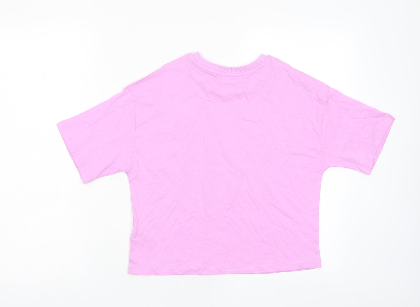 Marks and Spencer Girls Pink Cotton Basic T-Shirt Size 10-11 Years Crew Neck Pullover - Good Vibes