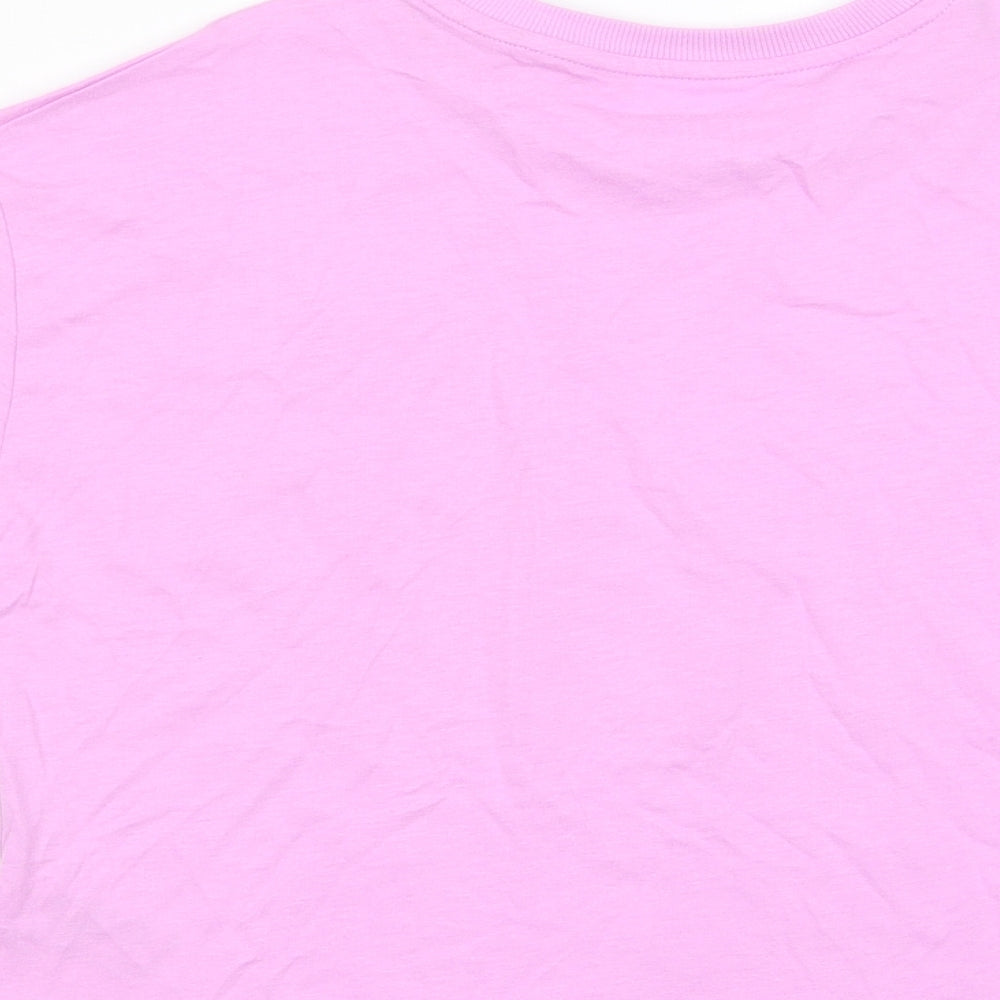 Marks and Spencer Girls Pink Cotton Basic T-Shirt Size 10-11 Years Crew Neck Pullover - Good Vibes