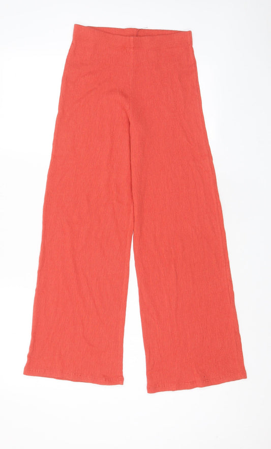 Marks and Spencer Girls Orange Cotton Dress Pants Trousers Size 11-12 Years L27 in Regular Pullover