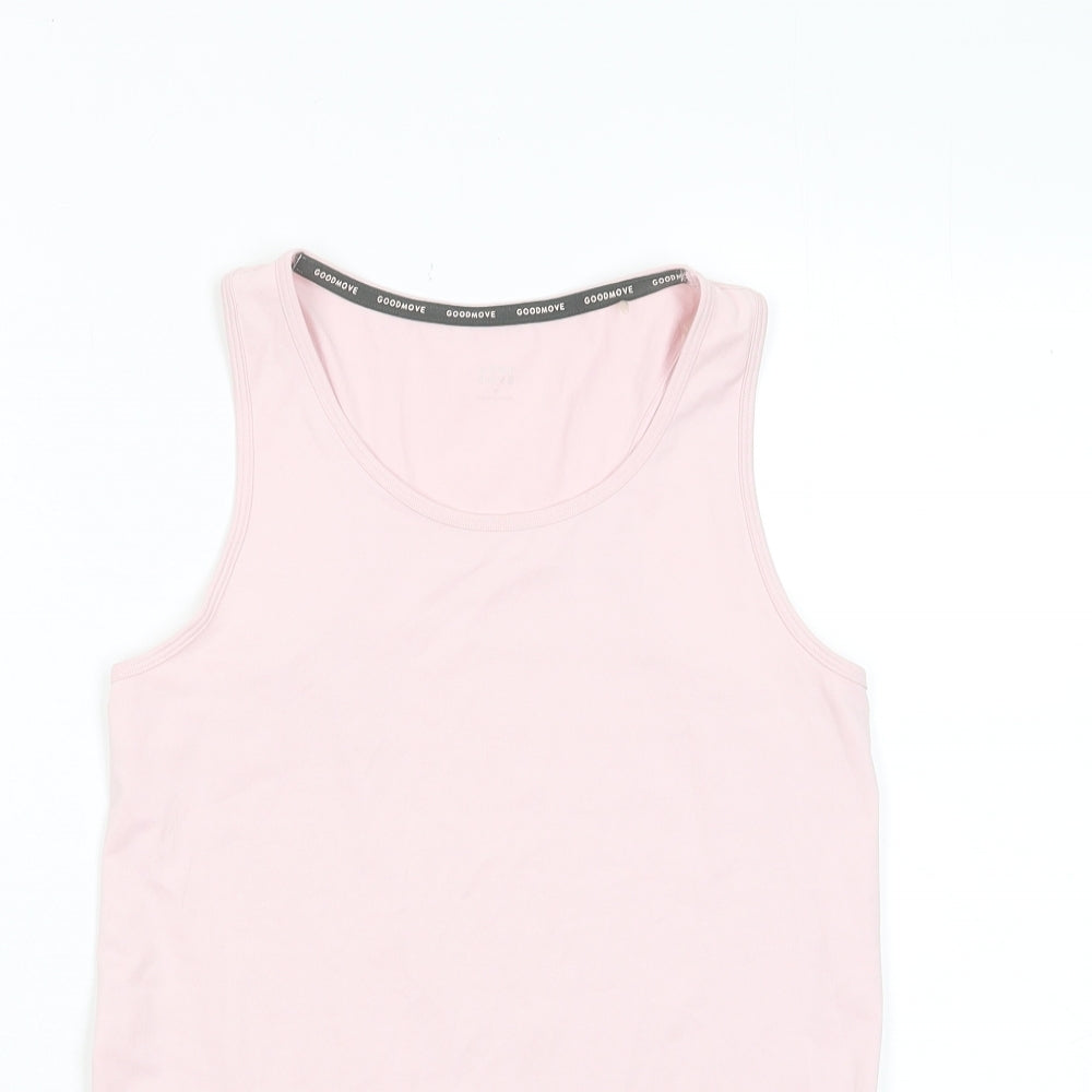 GOODMOVE Womens Pink Polyester Basic Tank Size 8 Scoop Neck Pullover