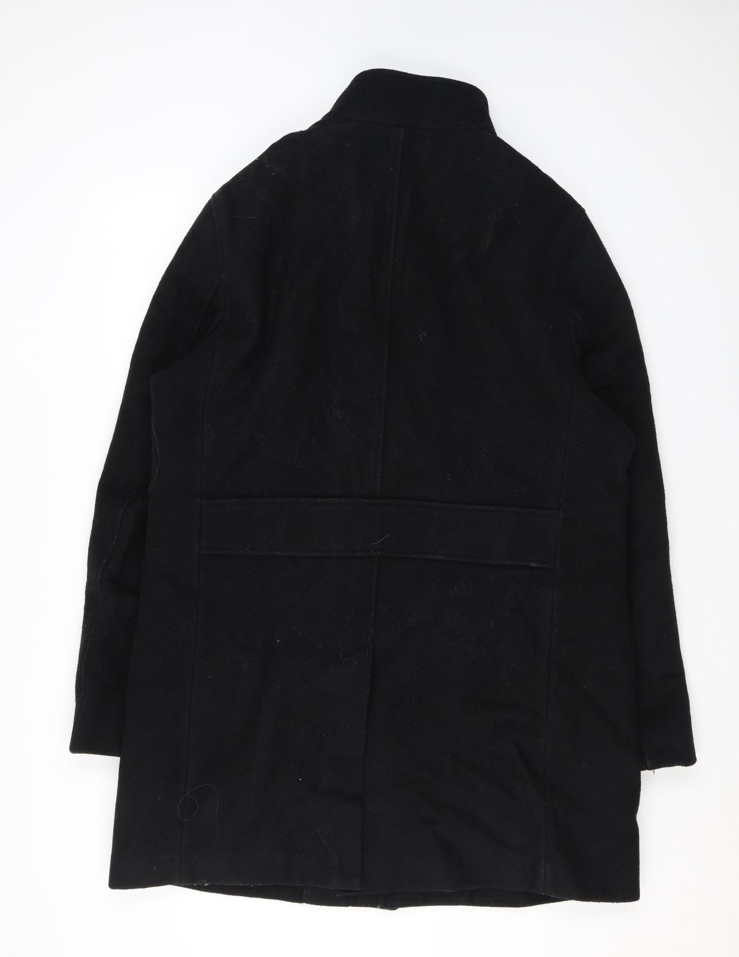 Marks and Spencer Mens Black Overcoat Coat Size L Zip