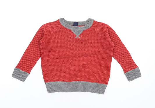 Gap Boys Red Crew Neck Cotton Pullover Jumper Size 2 Years Pullover