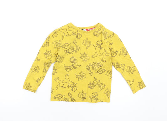 Disney Boys Yellow Cotton Basic T-Shirt Size 4-5 Years Round Neck Pullover - Toy Story