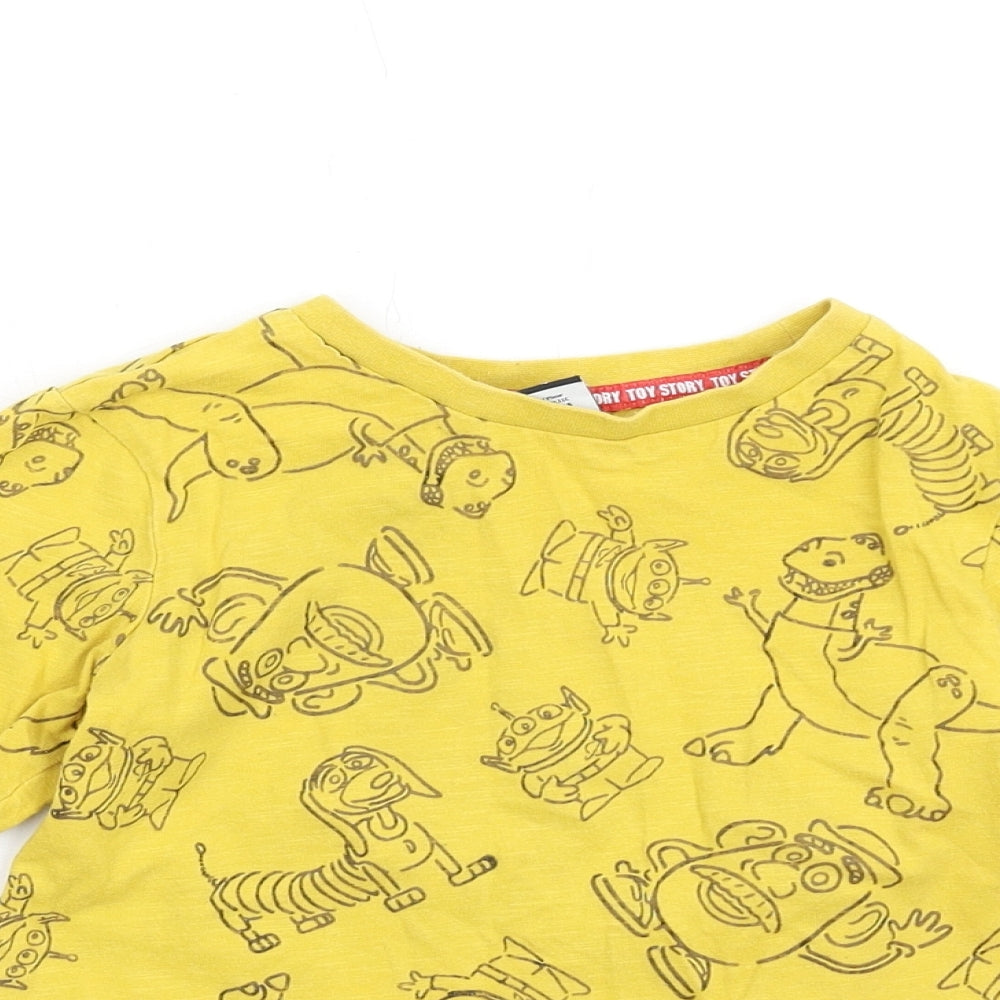 Disney Boys Yellow Cotton Basic T-Shirt Size 4-5 Years Round Neck Pullover - Toy Story