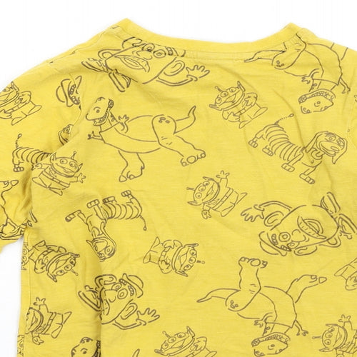 Disney Boys Yellow Cotton Basic T-Shirt Size 4-5 Years Round Neck Pullover - Toy Story