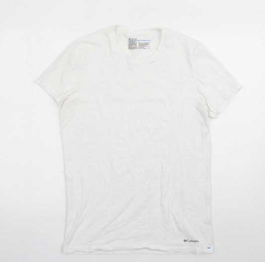 Colombia Mens White Cotton T-Shirt Size S Crew Neck