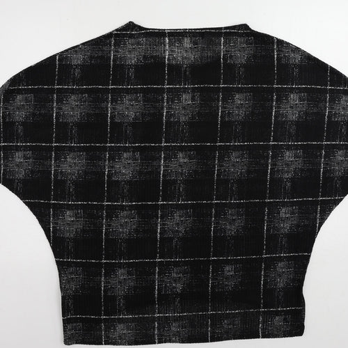New Look Womens Black Boat Neck Geometric Polyester Pullover Jumper Size L