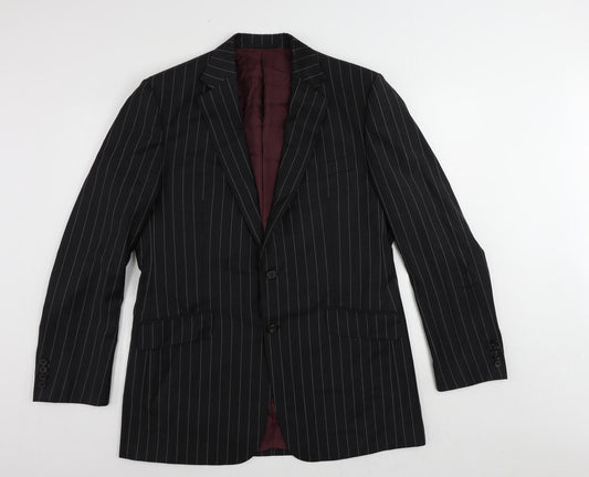 Marks and Spencer Mens Black Striped Wool Jacket Suit Jacket Size 42 Regular