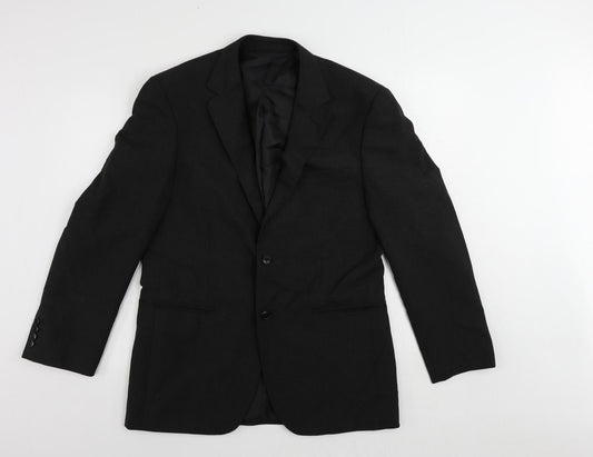 Marks and Spencer Mens Black Polyester Jacket Suit Jacket Size 38 Regular