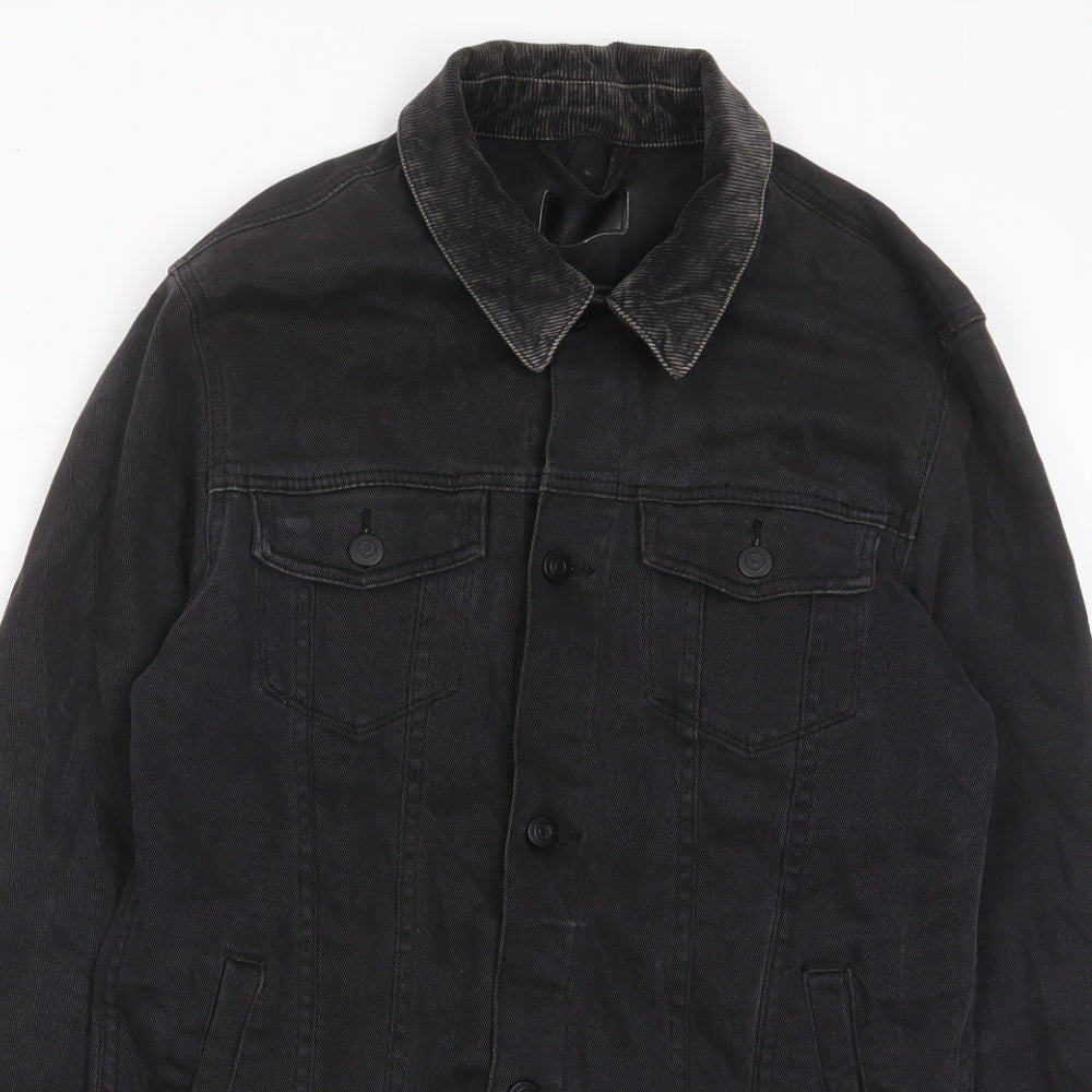 ASOS Mens Black Jacket Size S Button - Pockets