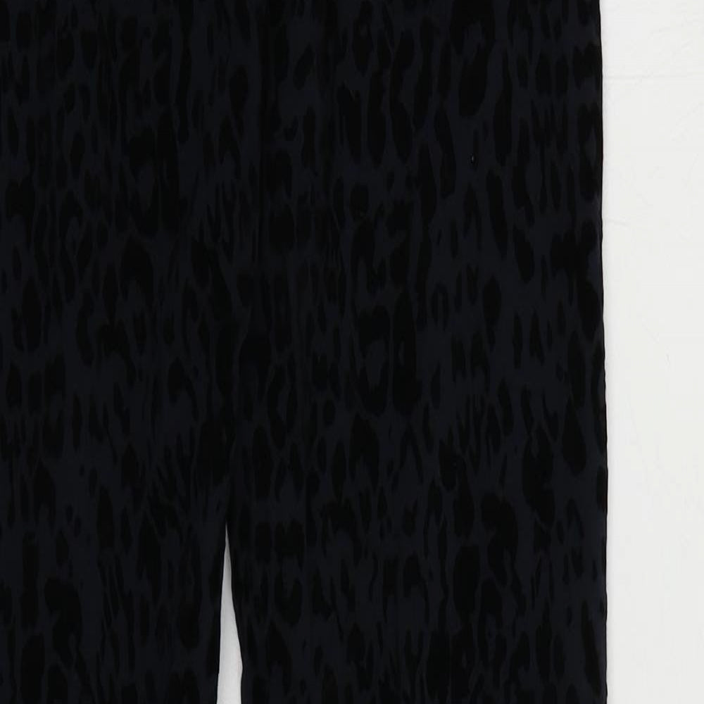 Marks and Spencer Womens Blue Animal Print Cotton Carrot Leggings Size 8 L29 in - Elastic Waist