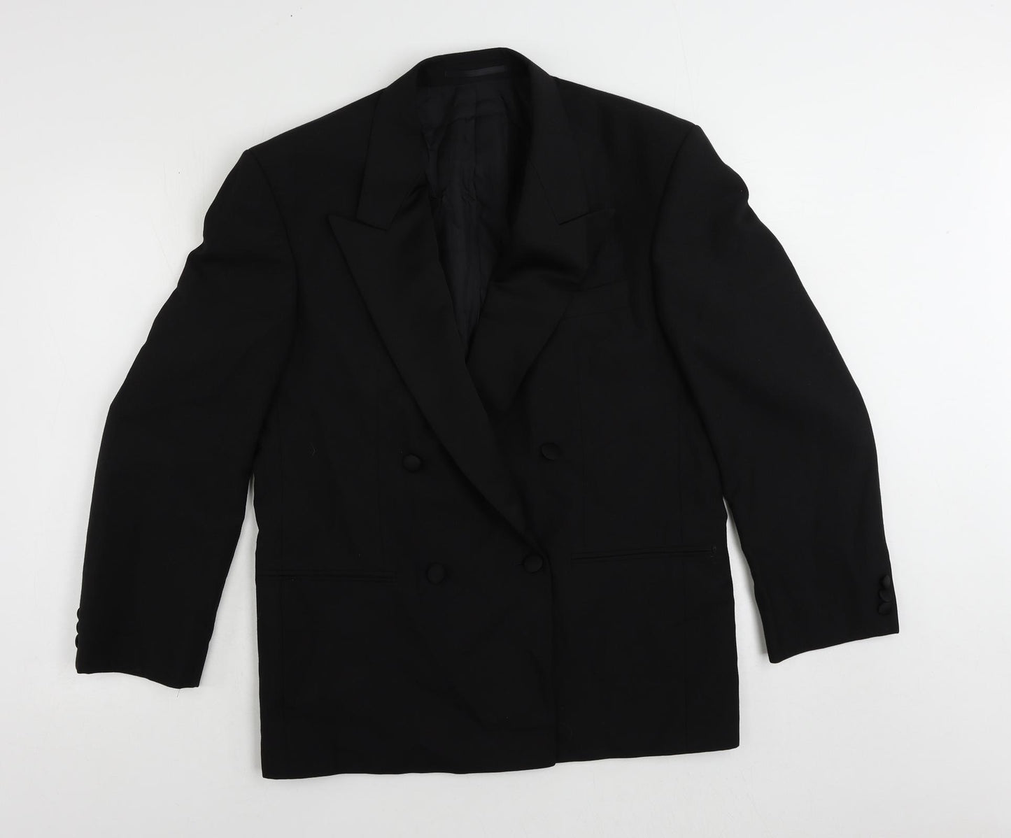 St Michael Mens Black Polyester Tuxedo Suit Jacket Size 38 Regular