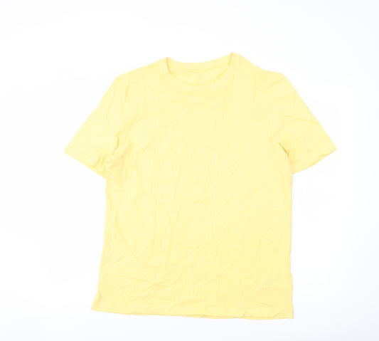 Marks and Spencer Mens Yellow Cotton T-Shirt Size M Crew Neck