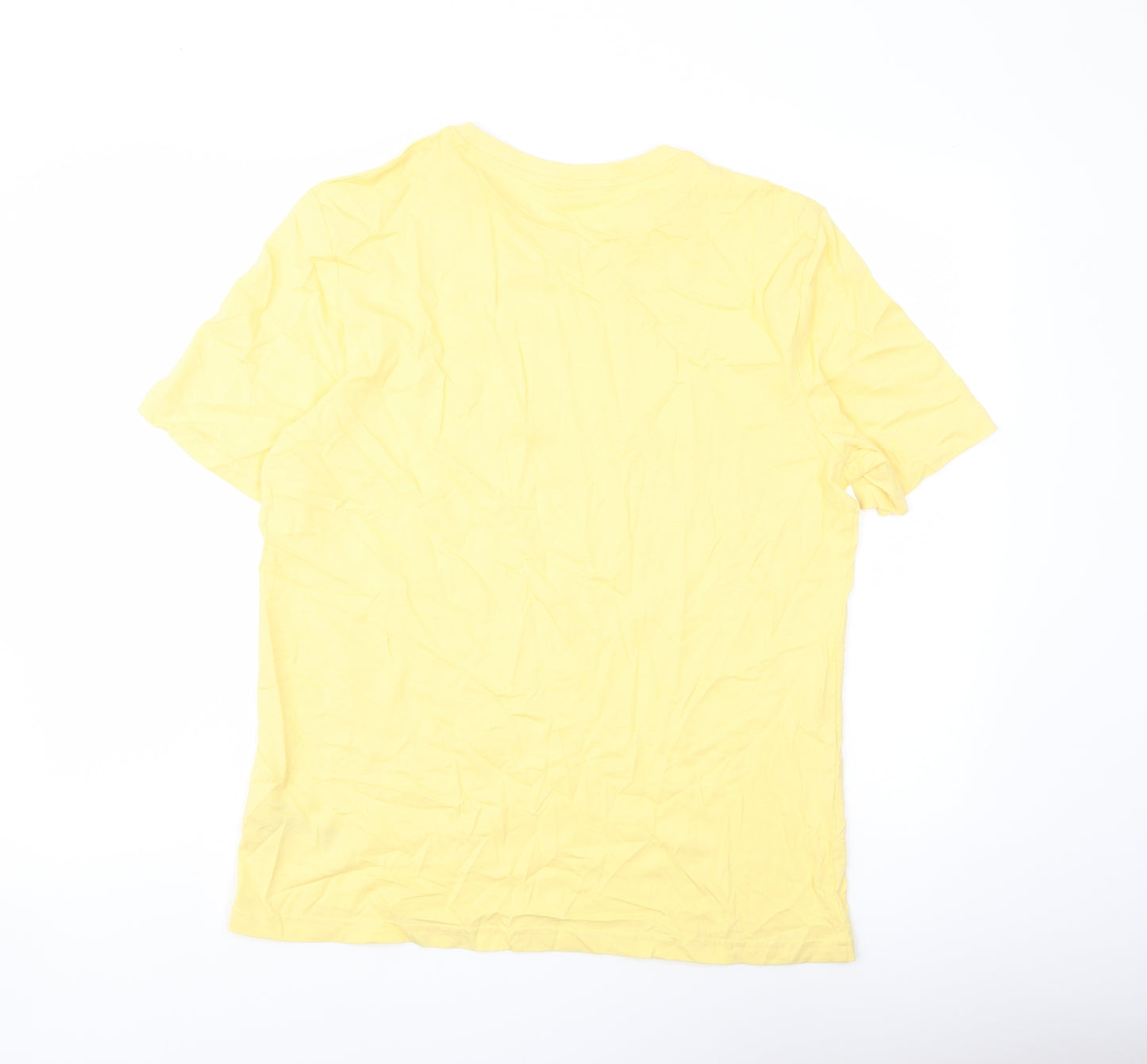 Marks and Spencer Mens Yellow Cotton T-Shirt Size M Crew Neck