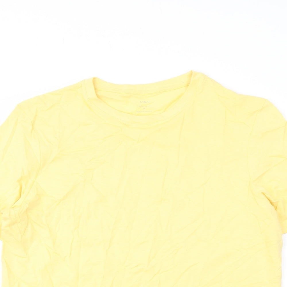 Marks and Spencer Mens Yellow Cotton T-Shirt Size M Crew Neck