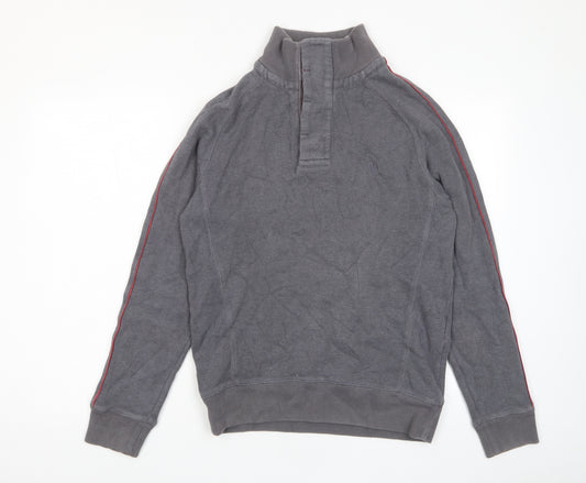 Fat Face Mens Grey Cotton Henley Sweatshirt Size S - Logo, Embroided