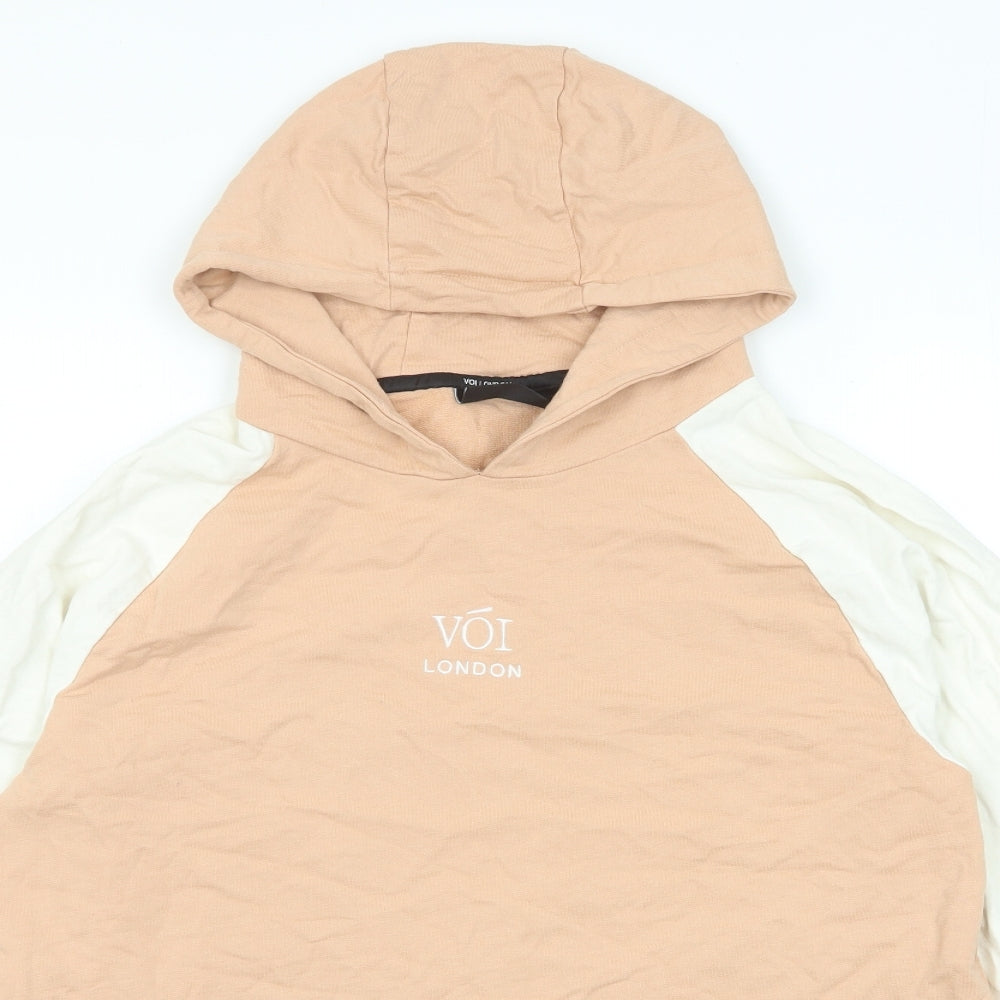 Voi Womens Pink Cotton Pullover Hoodie Size M Pullover - Logo, Embroided