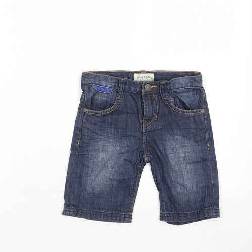 Brotes Boys Blue Cotton Bermuda Shorts Size 3 Years Regular Zip - Pockets, Adjustable waist