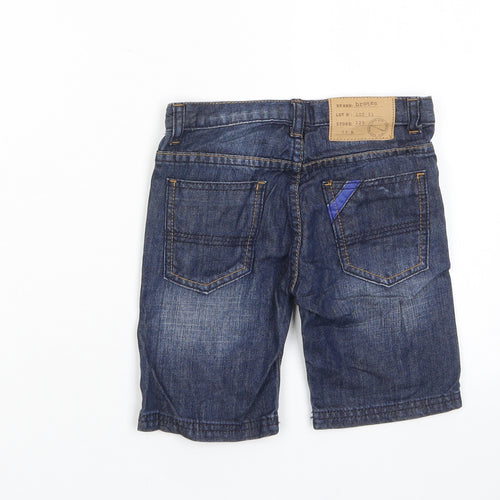 Brotes Boys Blue Cotton Bermuda Shorts Size 3 Years Regular Zip - Pockets, Adjustable waist