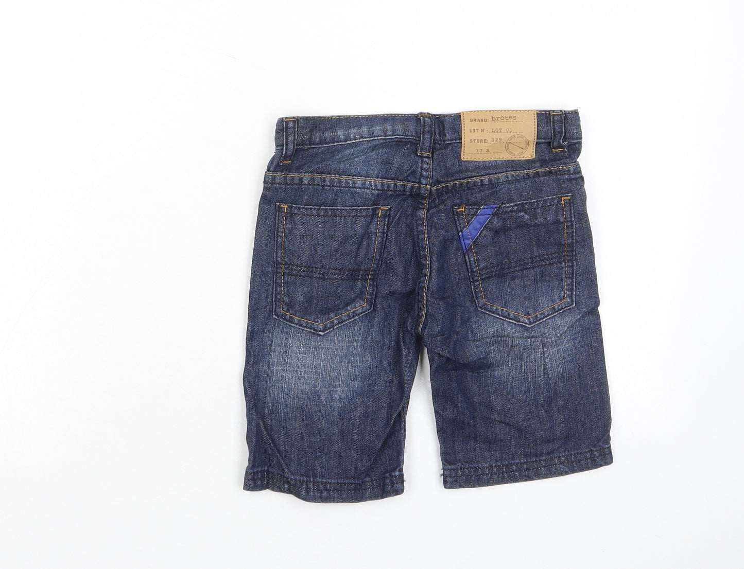 Brotes Boys Blue Cotton Bermuda Shorts Size 3 Years Regular Zip - Pockets, Adjustable waist