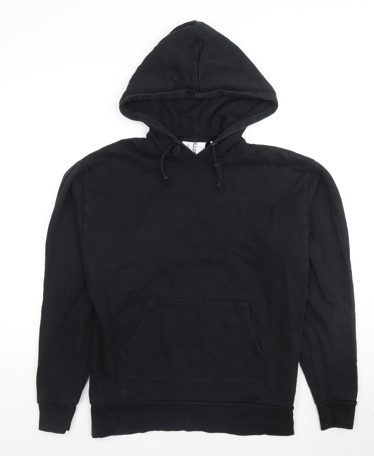 COLLUSION Mens Black Cotton Pullover Hoodie Size S