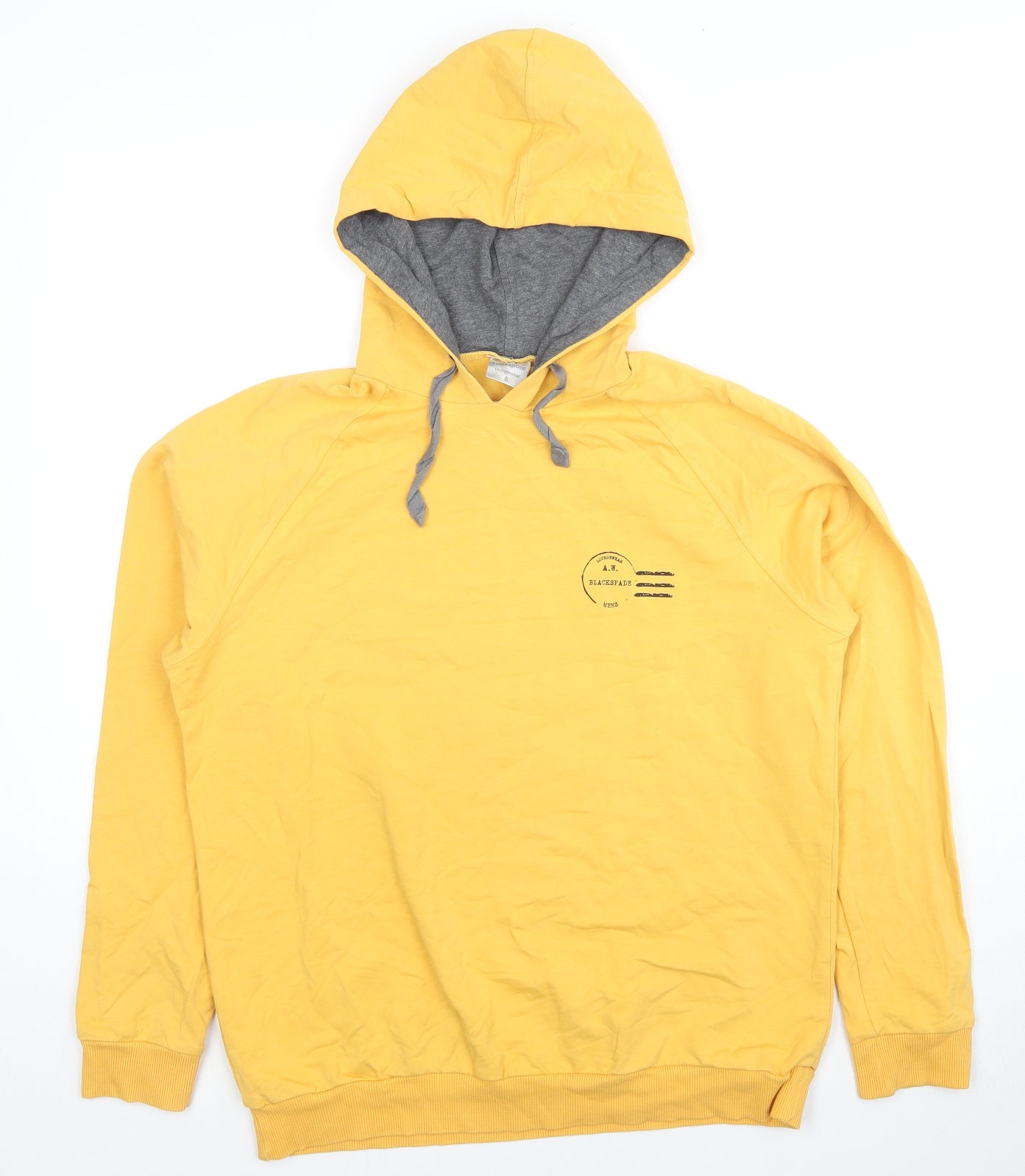 Blackspade Mens Yellow Cotton Pullover Hoodie Size S - Logo