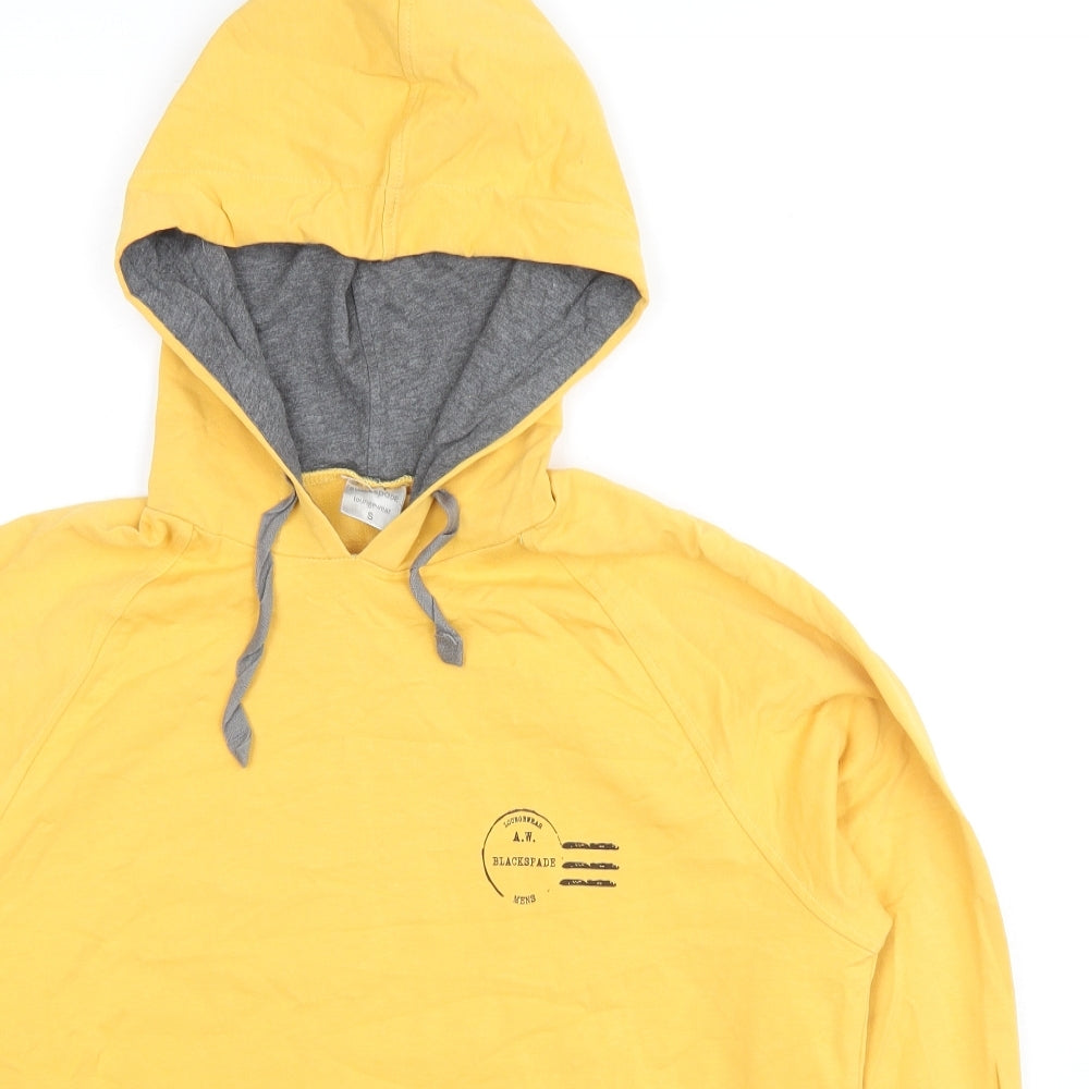 Blackspade Mens Yellow Cotton Pullover Hoodie Size S - Logo