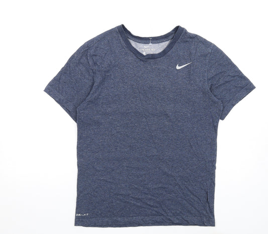 Nike Mens Blue Cotton T-Shirt Size S Round Neck