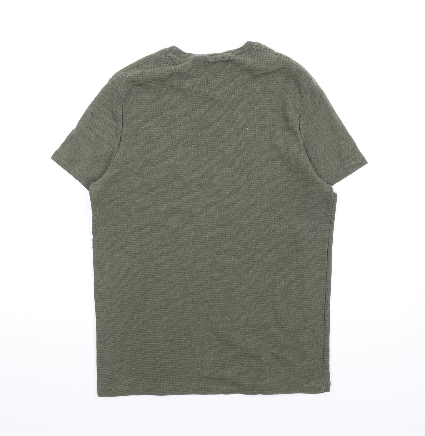 Zara Mens Green Cotton T-Shirt Size M Round Neck