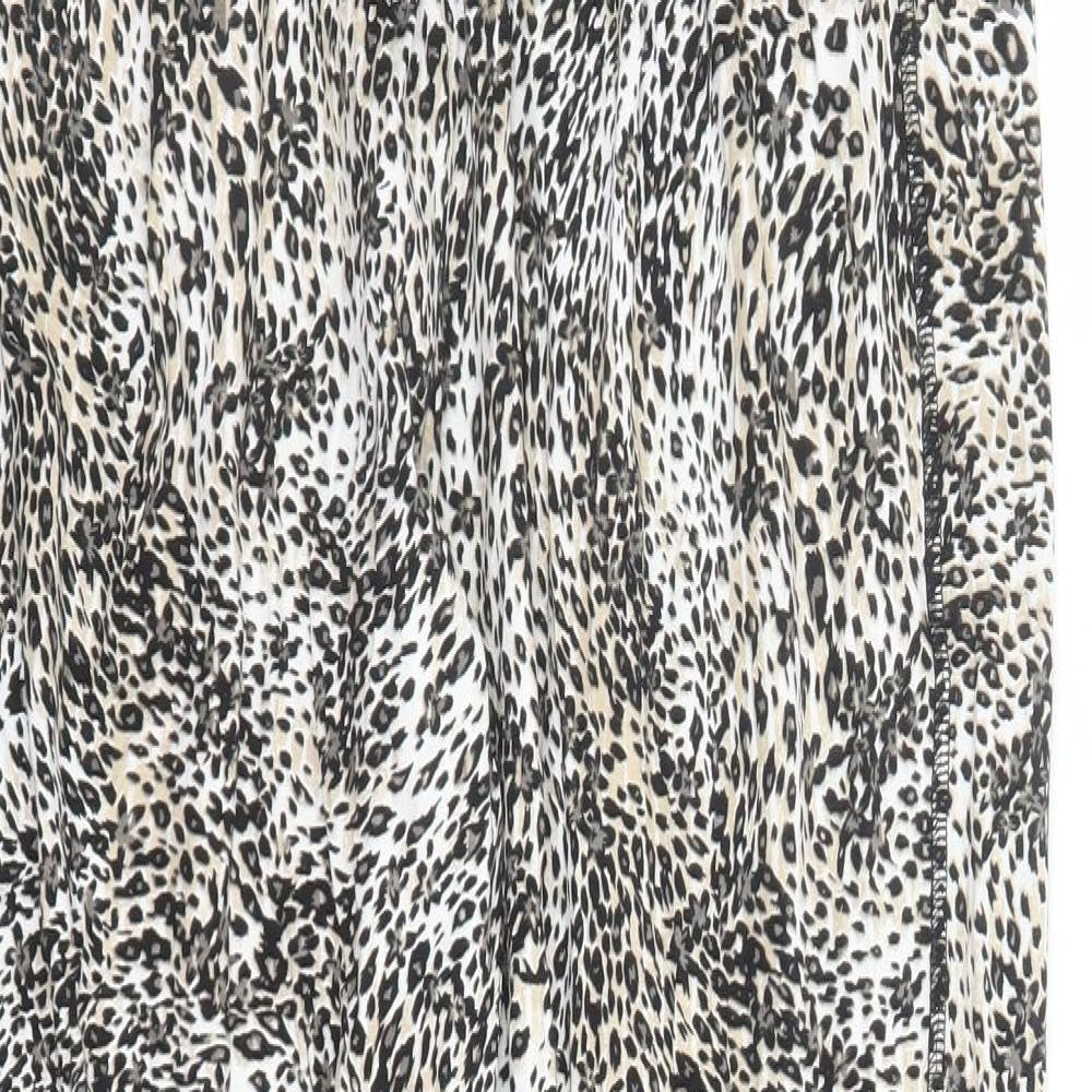 Marks and Spencer Womens Brown Animal Print Viscose Carrot Leggings Size 8 L29 in - Elasticated Waist Long Leg Leopard Pattern