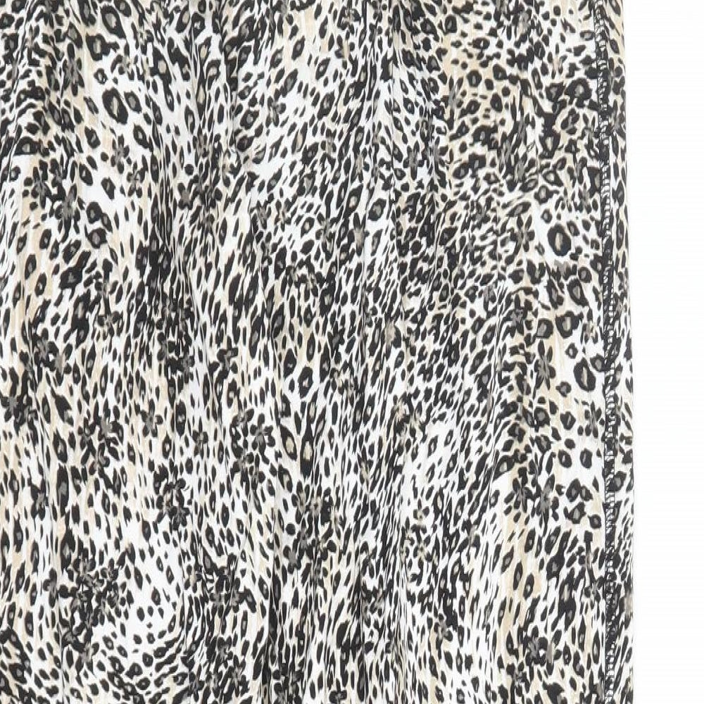 Marks and Spencer Womens Brown Animal Print Viscose Carrot Leggings Size 8 L29 in - Elasticated Waist Long Leg Leopard Pattern