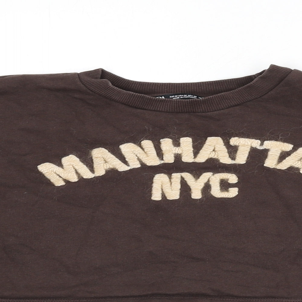 Zara Womens Brown Cotton Pullover Sweatshirt Size M Pullover - Manhattan, NYC, New York, Cropped