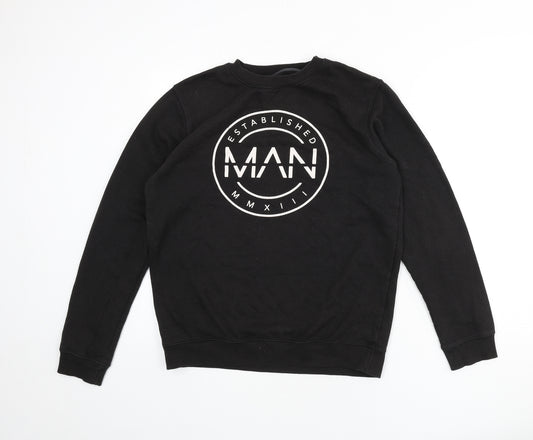 Boohoo Mens Black Cotton Pullover Sweatshirt Size L - Man